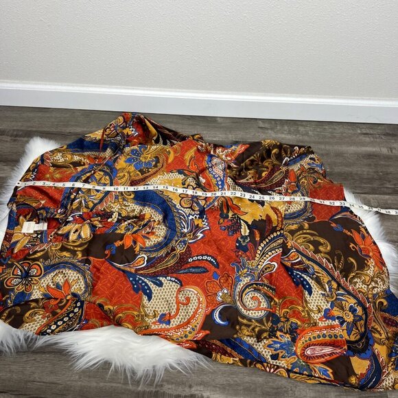 Chicos Silky Long Sleeve Printed Tunic Lace Up Asymmetrical Top Womens 2 Large - Picture 8 of 10